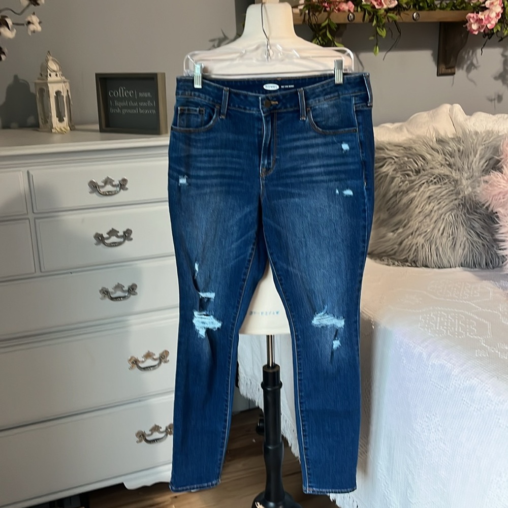 Old Navy Pop Icon Skinny Jeans Womens 12 Destroyed